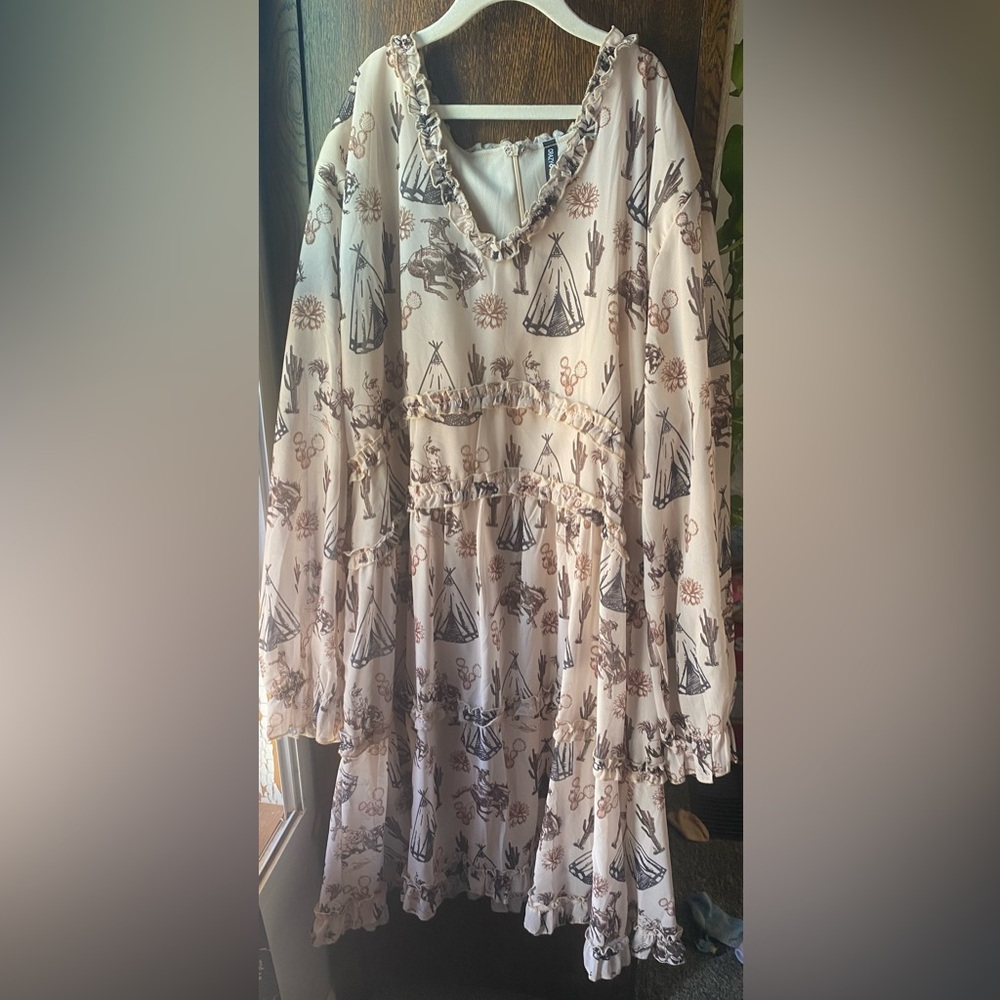 Crazy Train Long Sleeve Dress with Western Print